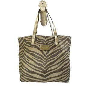 Michael Kors canvas gold fabric Zibra print Tote Bag
